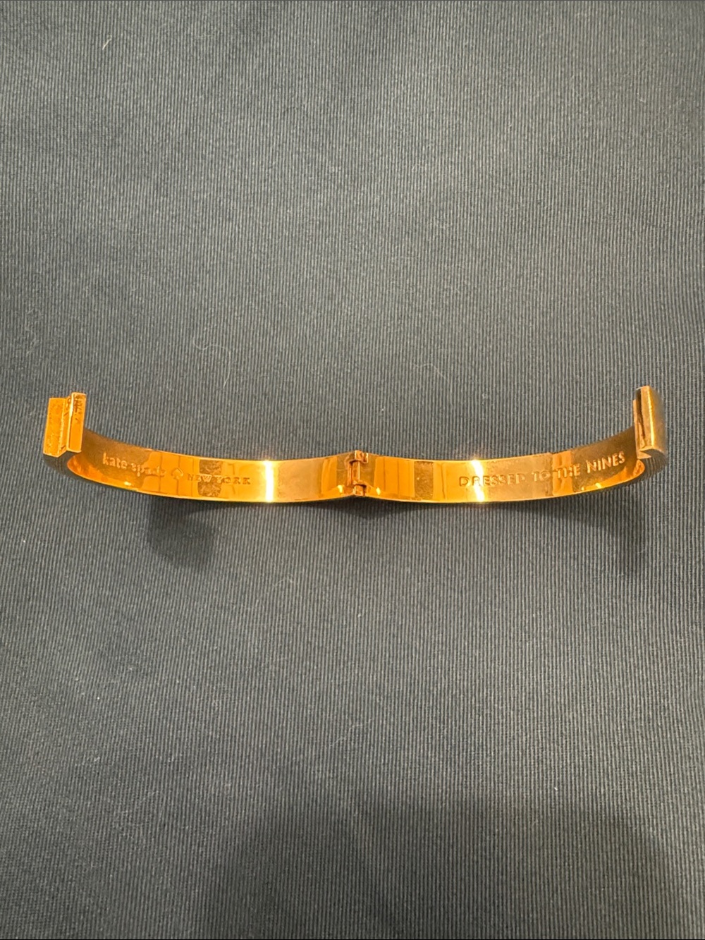 kate spade KICK UP YOUR HEELS Gold-Tone Engraved Cuff Bracelet - Picture 2 of 4